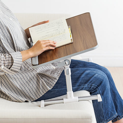 折りたたみデスク（ノートパソコンデスク・高さ調整・角度調整・木目調・幅60cm）