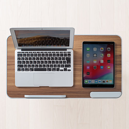 折りたたみデスク（ノートパソコンデスク・高さ調整・角度調整・木目調・幅60cm）