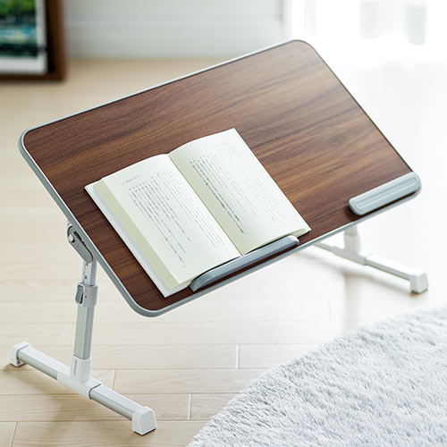 折りたたみデスク（ノートパソコンデスク・高さ調整・角度調整・木目調・幅60cm）