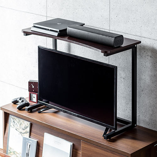 モニター台（モニター上台・ディスプレイ台・プリンタ設置・収納・幅80cm・濃い木目） MR165M サンワサプライ