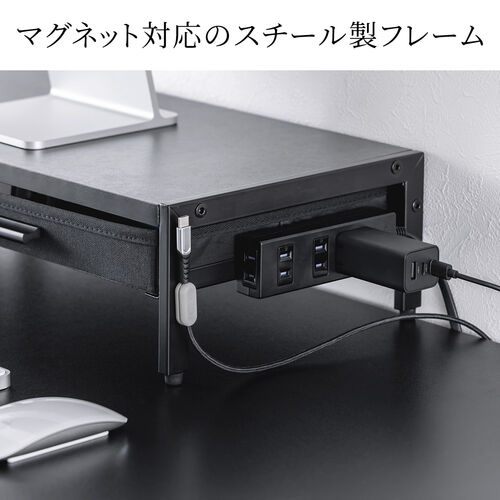 モニター台（机上台・幅54cm・引き出し・木製・ホワイト）