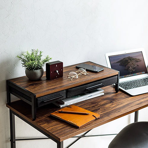 モニター台（机上ラック・卓上・引き出し・幅54cm・奥行25cm