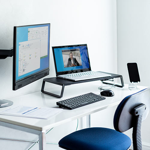 モニター台（机上・USBハブ付き・コンパクト・幅50cm・黒・アルミ）MR170BK サンワサプライ