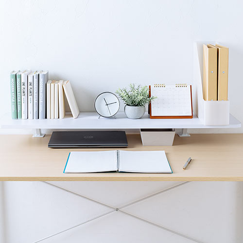 【アウトレット】モニター台（机上ラック・卓上・幅100cm・ロング・奥行26cm・白・木製・クランプ・ノートパソコン・プリンタ・キーボード収納・おしゃれ） サンワサプライ MR183W