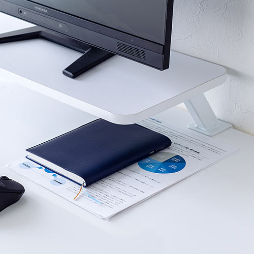 【アウトレット】モニター台（机上ラック・卓上・幅100cm・ロング・奥行26cm・白・木製・クランプ・ノートパソコン・プリンタ・キーボード収納・おしゃれ） サンワサプライ MR183W