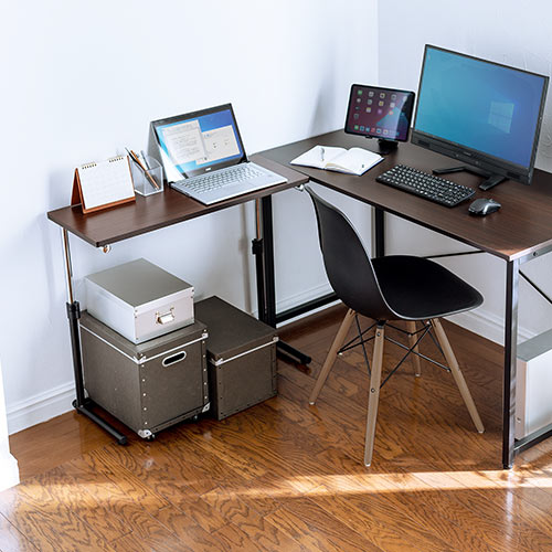 モニター台（机上・卓上・シンプル・ディスプレイ上・高さ調整・木製・ブラウン・プリンタ・幅80cm・奥行30cm）サンワサプライ MR185M