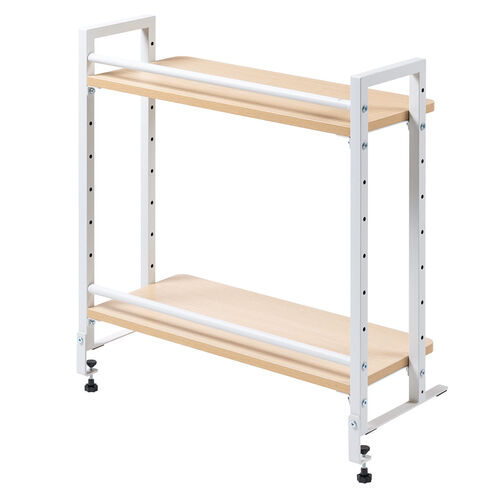 机上ラック（モニター台・幅60cm・クランプ式・ 2段・ハイタイプ シェルフ・机上台・ライトブラウン） EZ1-MR186LM
