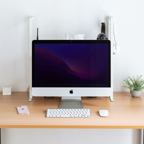 机上ラック（モニター台・幅60cm・クランプ式・ 2段・ハイタイプ シェルフ・机上台・ライトブラウン） EZ1-MR186LM