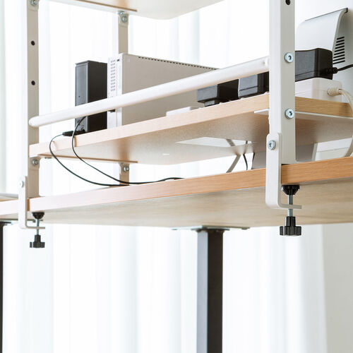 机上ラック（モニター台・幅60cm・クランプ式・ 2段・ハイタイプ シェルフ・机上台・ライトブラウン） EZ1-MR186LM