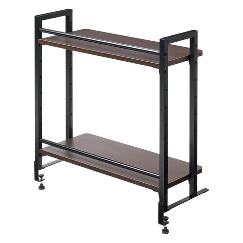 机上ラック（幅60cm・クランプ式・ 2段・ハイタイプ シェルフ・モニター台・机上台・ブラウン）