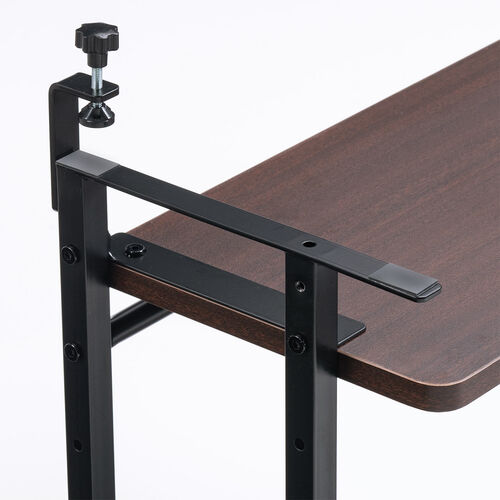 机上ラック（幅60cm・クランプ式・ 2段・ハイタイプ シェルフ・モニター台・机上台・ブラウン）