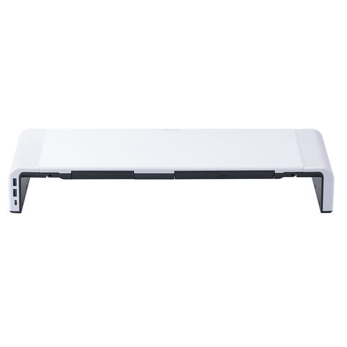 モニター台（USB・USB-C・引き出し付・幅3段階調整対応・机上・白） MR189BW　サンワサプライ