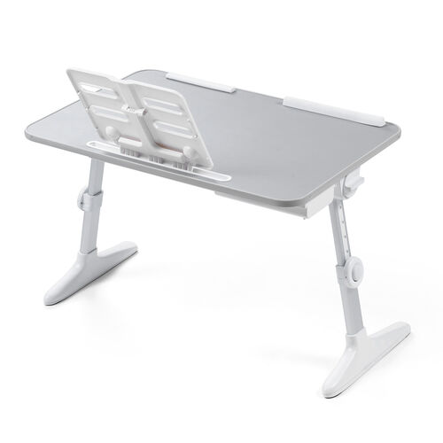 折りたたみデスク（ノートパソコンデスク・高さ調整・角度調整・グレー・幅60cm）