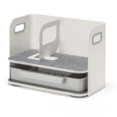 デスク収納ボックス（デスク上置棚・机上収納ボックス・机上台・デスクオーガナイザー・整理整頓・小物収納・卓上収納・A4収納・本・文房具・組み立て不要・ホワイト）