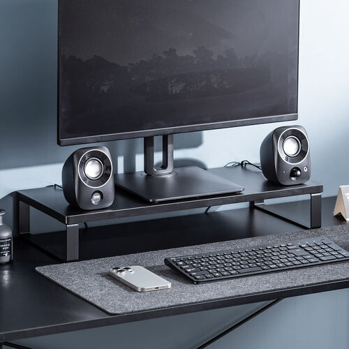 モニター台（机上台・幅60cm・モニター下収納・木製・ブラック）