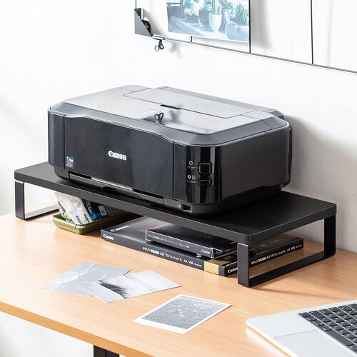 モニター台（机上台・幅60cm・モニター下収納・木製・ブラック）