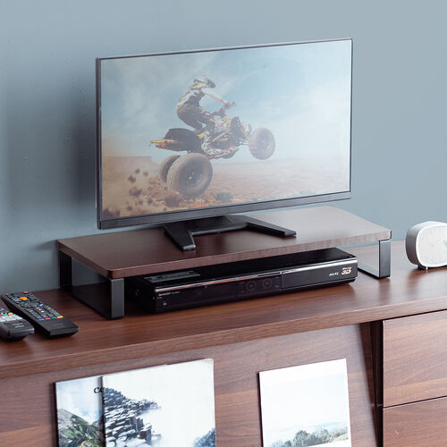 モニター台（幅60cm・奥行き25cm・モニター下収納・木製・机上台・ダークブラウン）