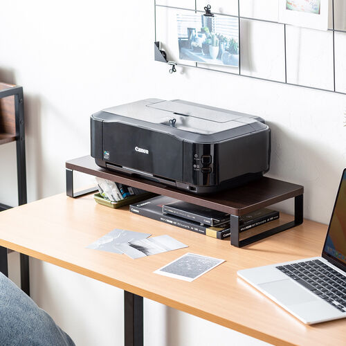 モニター台（幅60cm・奥行き25cm・モニター下収納・木製・机上台・ダークブラウン）