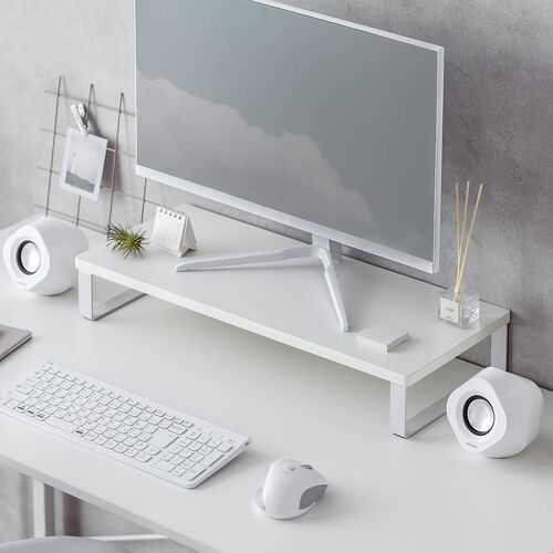 モニター台（机上台・幅60cm・モニター下収納・木製・ホワイト）