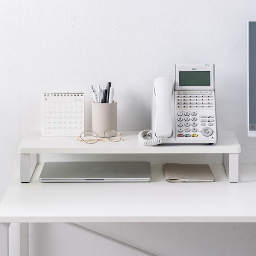 モニター台（机上台・幅60cm・モニター下収納・木製・ホワイト）