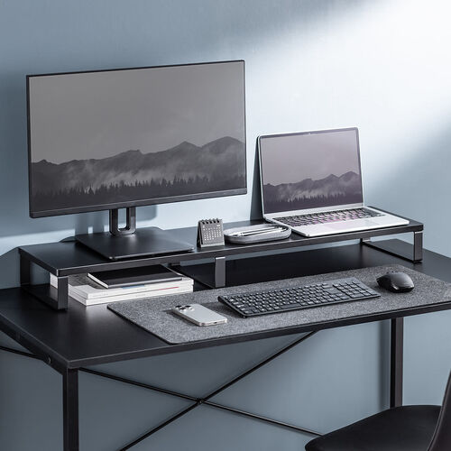 モニター台（机上台・幅100cm・モニター下収納・木製・ブラック）