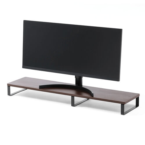 モニター台（幅100cm・奥行き25cm・モニター下収納・木製・机上台・ダークブラウン）