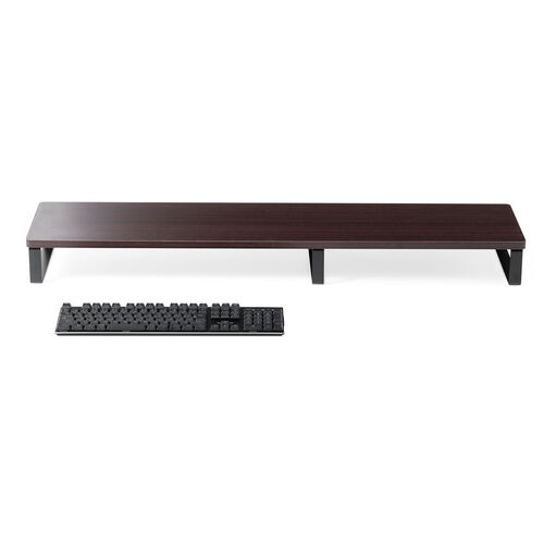 モニター台（幅100cm・奥行き25cm・モニター下収納・木製・机上台・ダークブラウン）