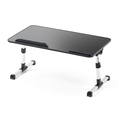 折りたたみデスク（折りたたみテーブル・幅60cm・高さ調整・角度調整対応・組み立て不要・ラップデスク・ローテーブル・木目調・ブラック）