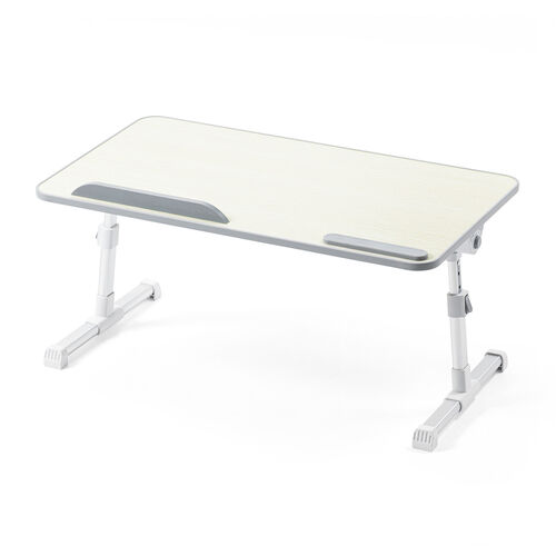 折りたたみデスク（折りたたみテーブル・幅60cm・高さ調整・角度調整対応・組み立て不要・ラップデスク・ローテーブル・木目調・ホワイト）