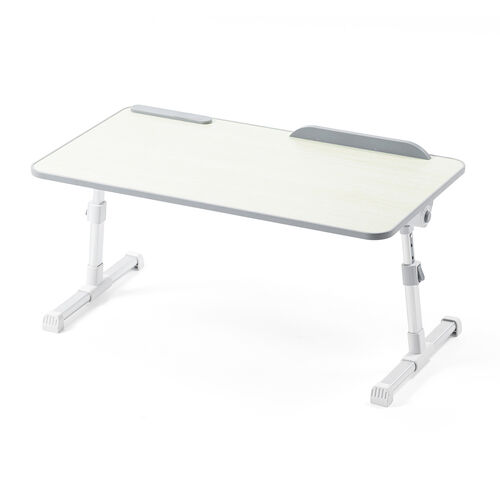 折りたたみデスク（折りたたみテーブル・幅60cm・高さ調整・角度調整対応・組み立て不要・ラップデスク・ローテーブル・木目調・ホワイト）