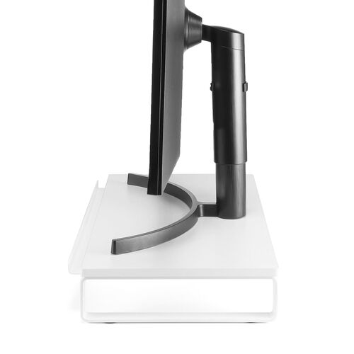 モニター台 スマホスタンド付き（幅60cm・奥行き30cm・木製・大型モニター対応・モニター下収納・机上台・ホワイト）