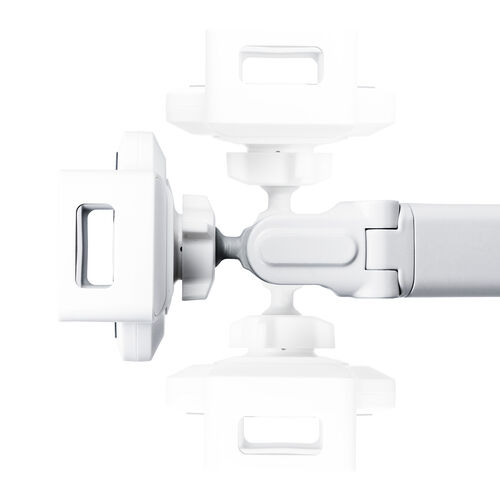 タブレット用フロアスタンド（アーム式・iPad・4～13インチ対応・角度・高さ・360度回転調整可能・ 床置設置・サイネージ・ベッドサイド・ホワイト）