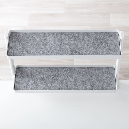 小物トレー（2段・クランプ取付け・デスクトップシェルフ・小物収納・整理整頓・デスクサイド・ガーデンラック・机上台・幅48×奥行き12.6×高さ37cm・スチール製）