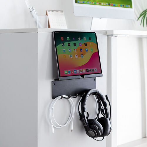 iPad タブレット マグネットホルダー（冷蔵庫・フック・壁面スタンド・ブラック）