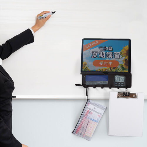 iPad タブレット マグネットホルダー（冷蔵庫・フック・壁面スタンド・ブラック）