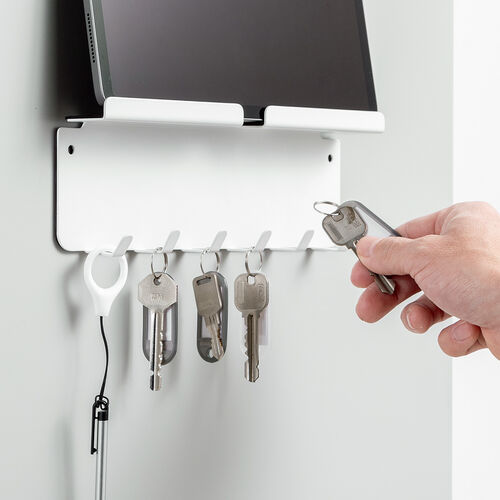 iPad タブレット マグネットホルダー（冷蔵庫・フック・壁面スタンド・ホワイト）