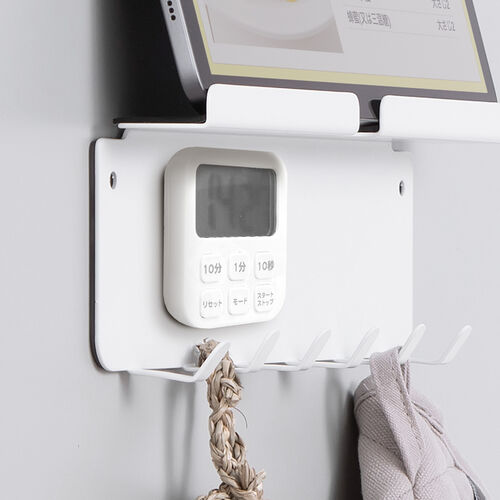 iPad タブレット マグネットホルダー（冷蔵庫・フック・壁面スタンド・ホワイト）