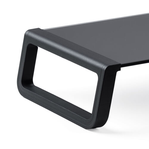 モニター台（机上台・幅54.7cm・強化ガラス・耐荷重10kg・モニター下収納・ブラック）