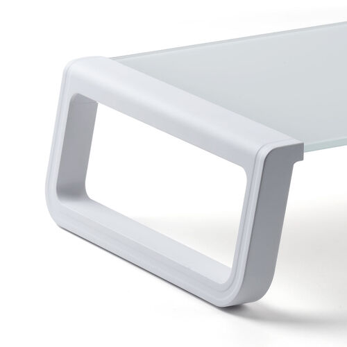 モニター台（机上台・幅54.7cm・強化ガラス・耐荷重10kg・モニター下収納・ホワイト）