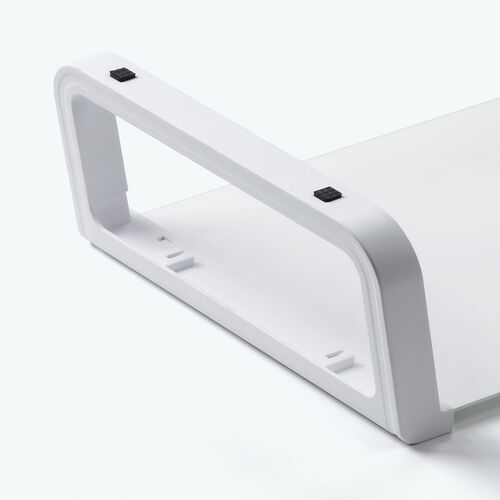 モニター台（机上台・幅54.7cm・強化ガラス・耐荷重10kg・モニター下収納・ホワイト）