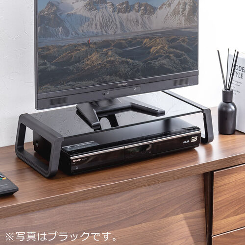 モニター台（机上台・幅54.7cm・強化ガラス・耐荷重10kg・モニター下収納・ホワイト）