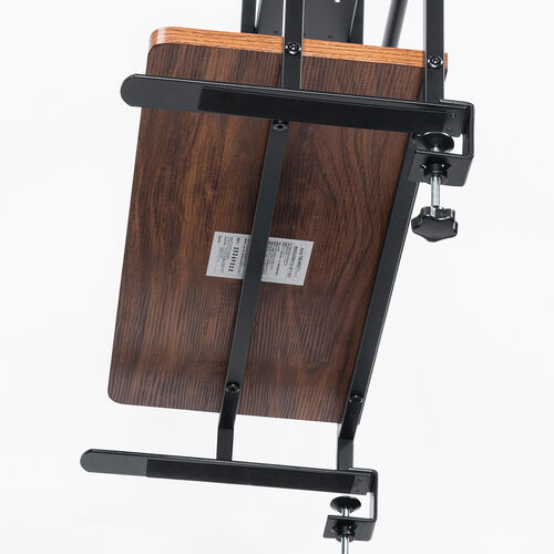 デスク上収納ラック（机上台・幅62.5cm・クランプ式・2段・ハイタイプ・シェルフ・机上ラック・モニター台・モニター裏収納・木目調・ダークブラウン）