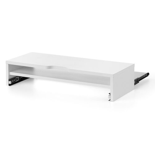 モニター台（2段式・幅60cm・キーボードスライダー付き・机上台・モニター下収納・2段収納・木製・ホワイト）