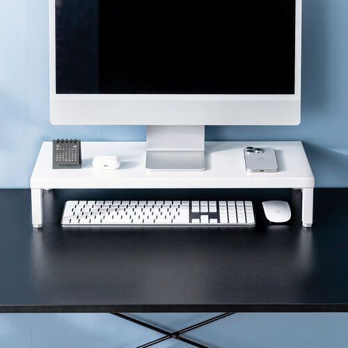 モニター台（机上台・幅60cm・モニター下収納・耐荷重10kg・スチール製・ホワイト）