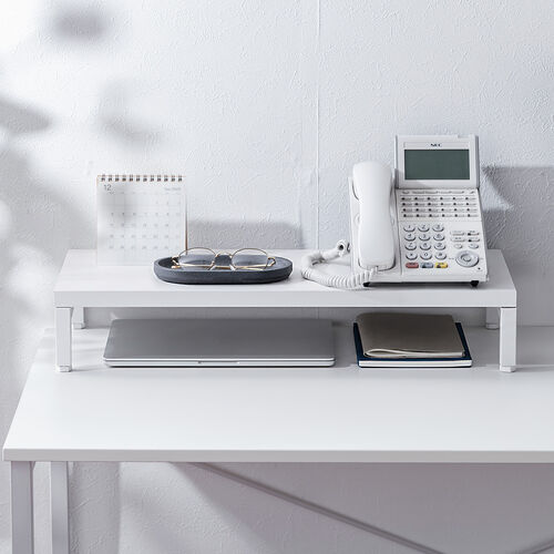 モニター台（机上台・幅60cm・モニター下収納・耐荷重10kg・スチール製・ホワイト）