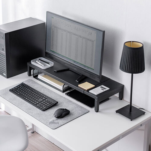 モニター台（机上台・幅60～100cm・モニター下収納・耐荷重5kg・スチール製）