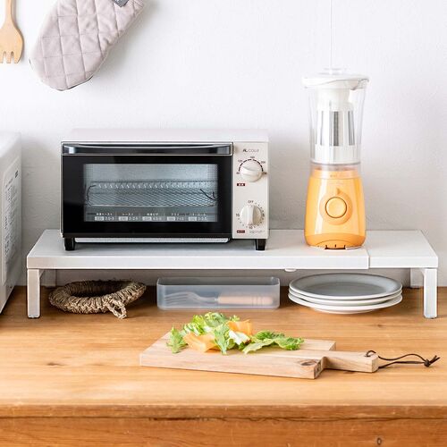 モニター台（机上台・幅60～100cm・モニター下収納・耐荷重5kg・スチール製・ホワイト）