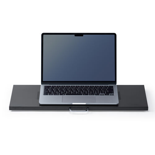 （キーボードスライダー・机上台・小型ローラー付・幅52.6cm・キーボード・マウス・ノートパソコン・スチール製・ブラック）