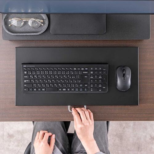 （キーボードスライダー・机上台・小型ローラー付・幅52.6cm・キーボード・マウス・ノートパソコン・スチール製・ブラック）