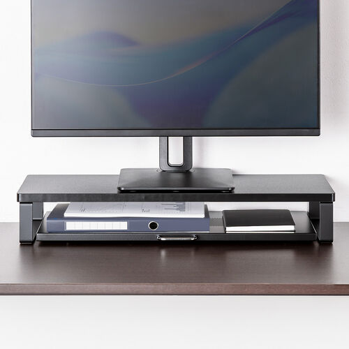 （キーボードスライダー・机上台・小型ローラー付・幅52.6cm・キーボード・マウス・ノートパソコン・スチール製・ブラック）